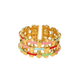 Anel Trançado Colorido Ajustável Banhado a Ouro 18k
