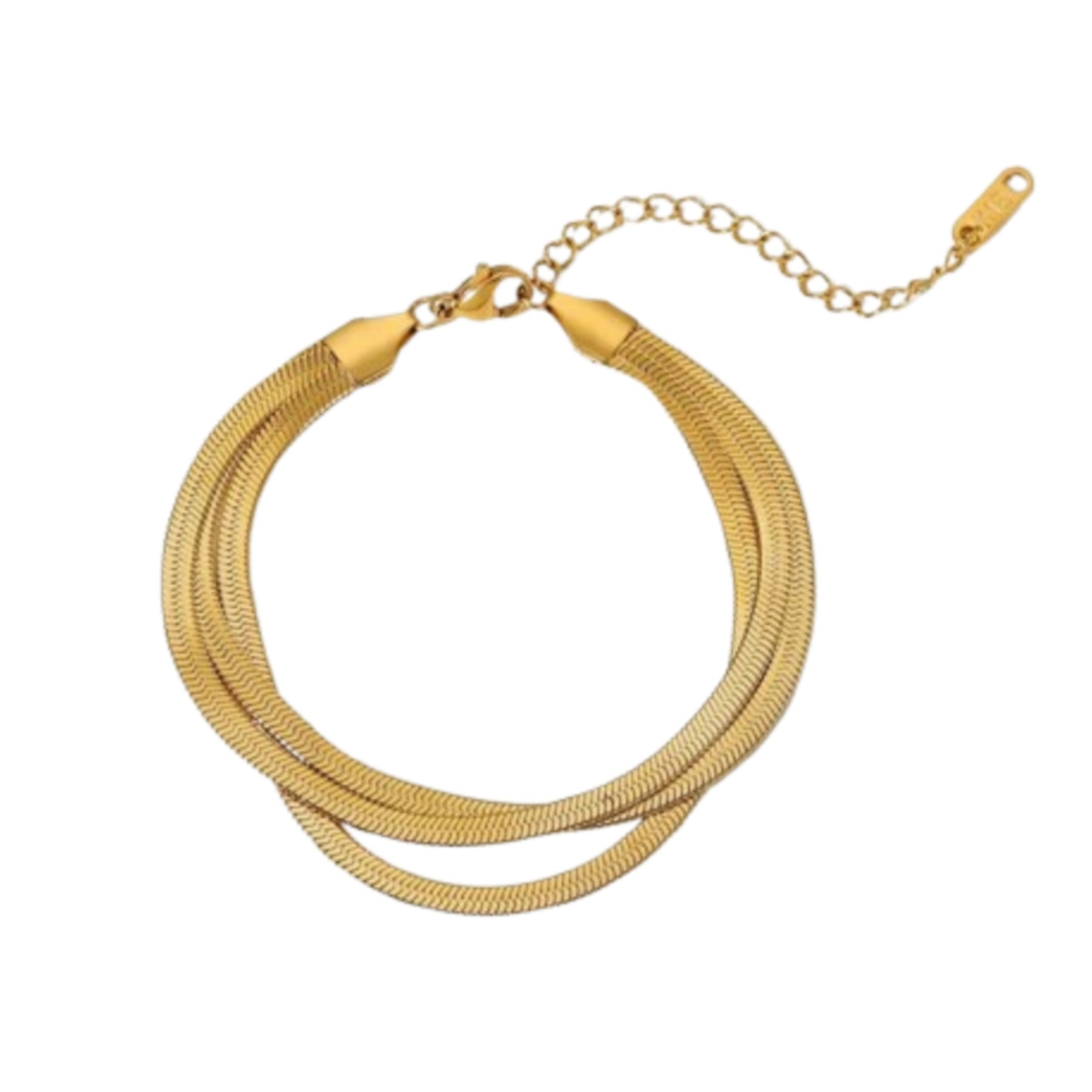 Pulseira Corrente Tripla Lisa Banhada a Ouro 18K