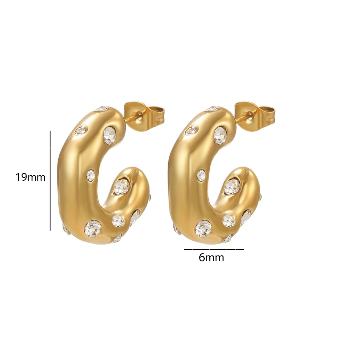 Brinco Argola com Zircônias Banhado em Ouro 18K