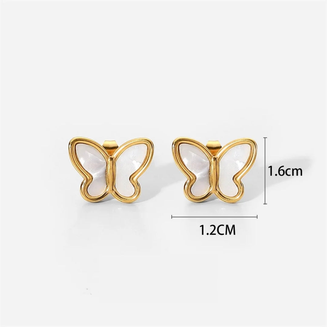 Brinco Borboleta Banhado em Ouro 18K Resina Branco