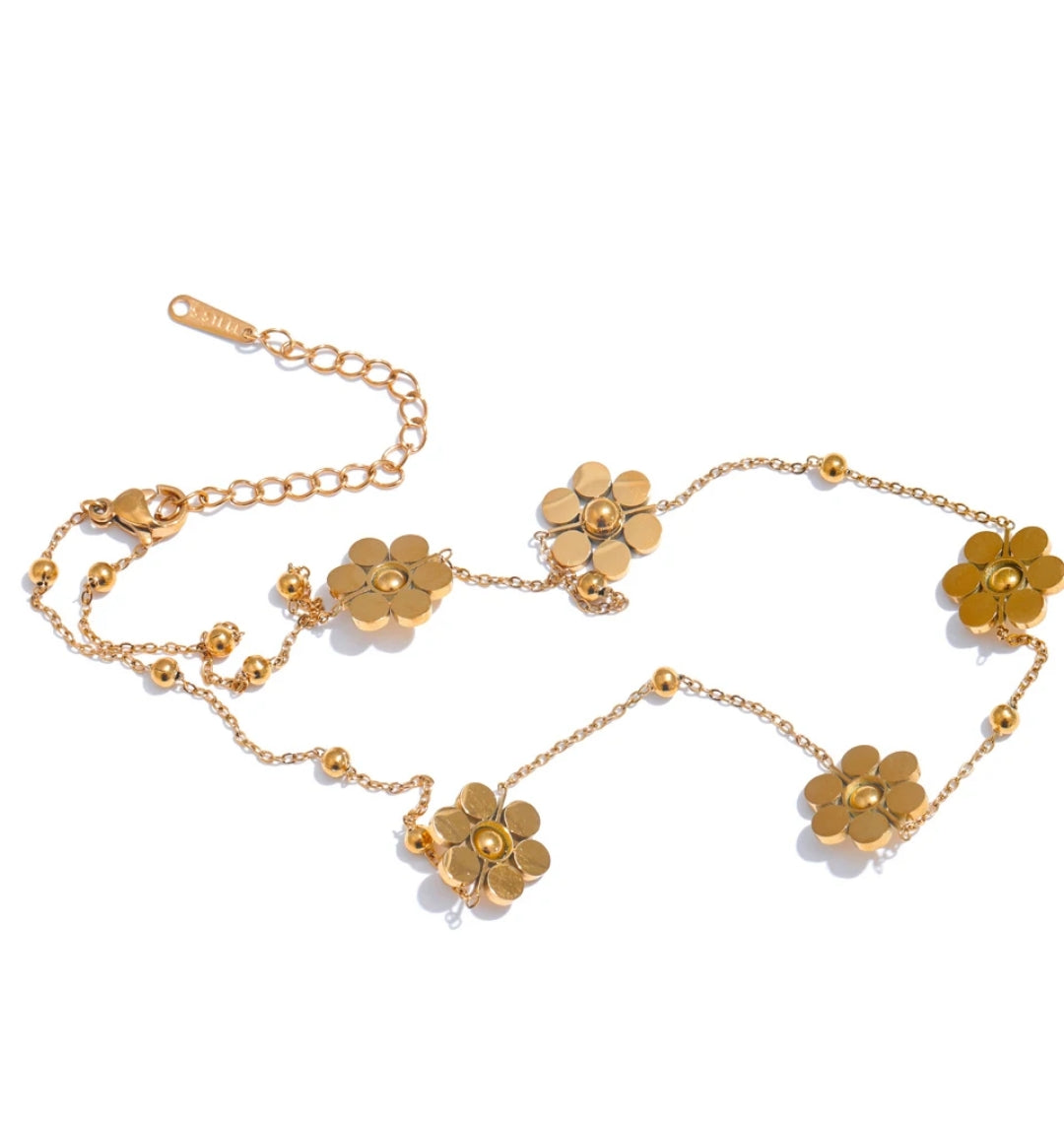 Colar Flor Banhado a Ouro 18K