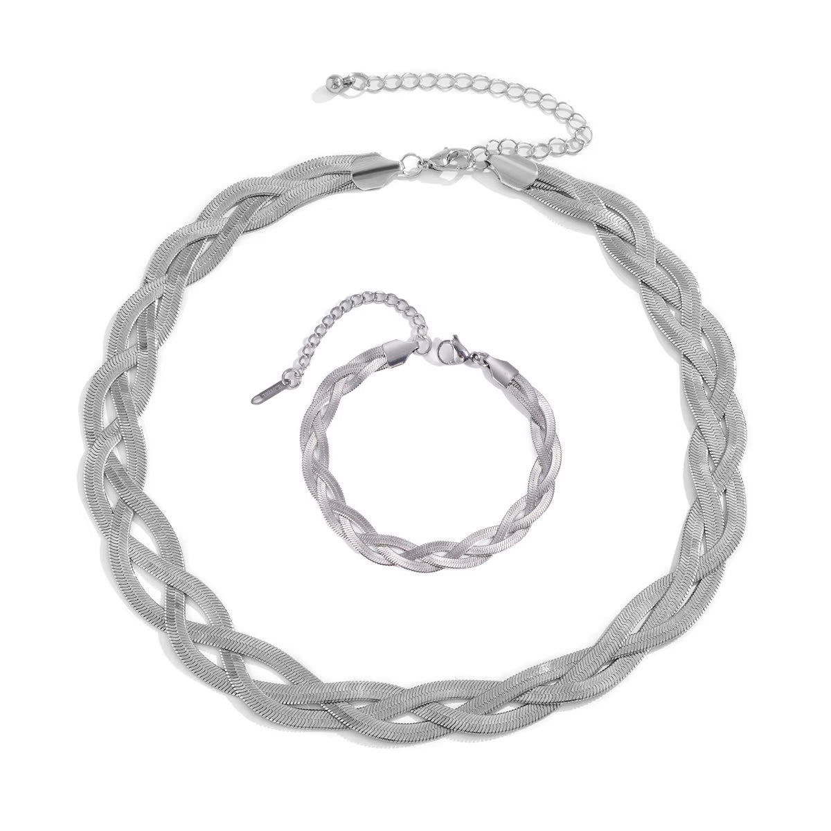 Conjunto Colar e Pulseira Trançado
