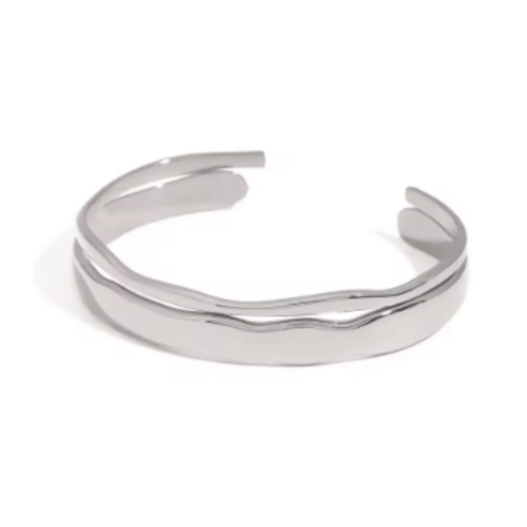 Pulseira Duo Ondas assimétricas Banho Ouro 18K