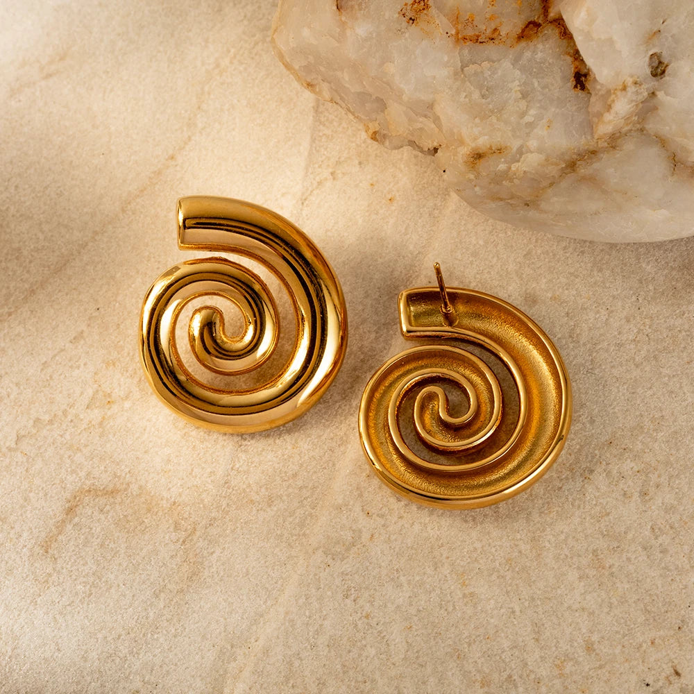Brinco Espiral Banhado em Ouro 18K