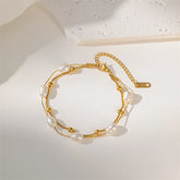 Pulseira Pérola Corrente Dupla