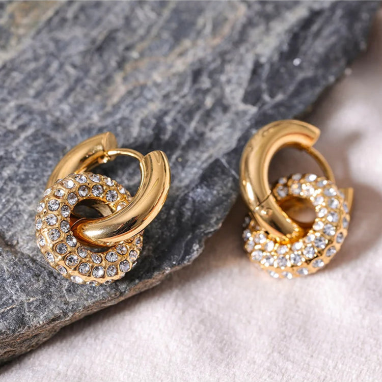 Brinco Argola Delicada Dupla com Zircônia