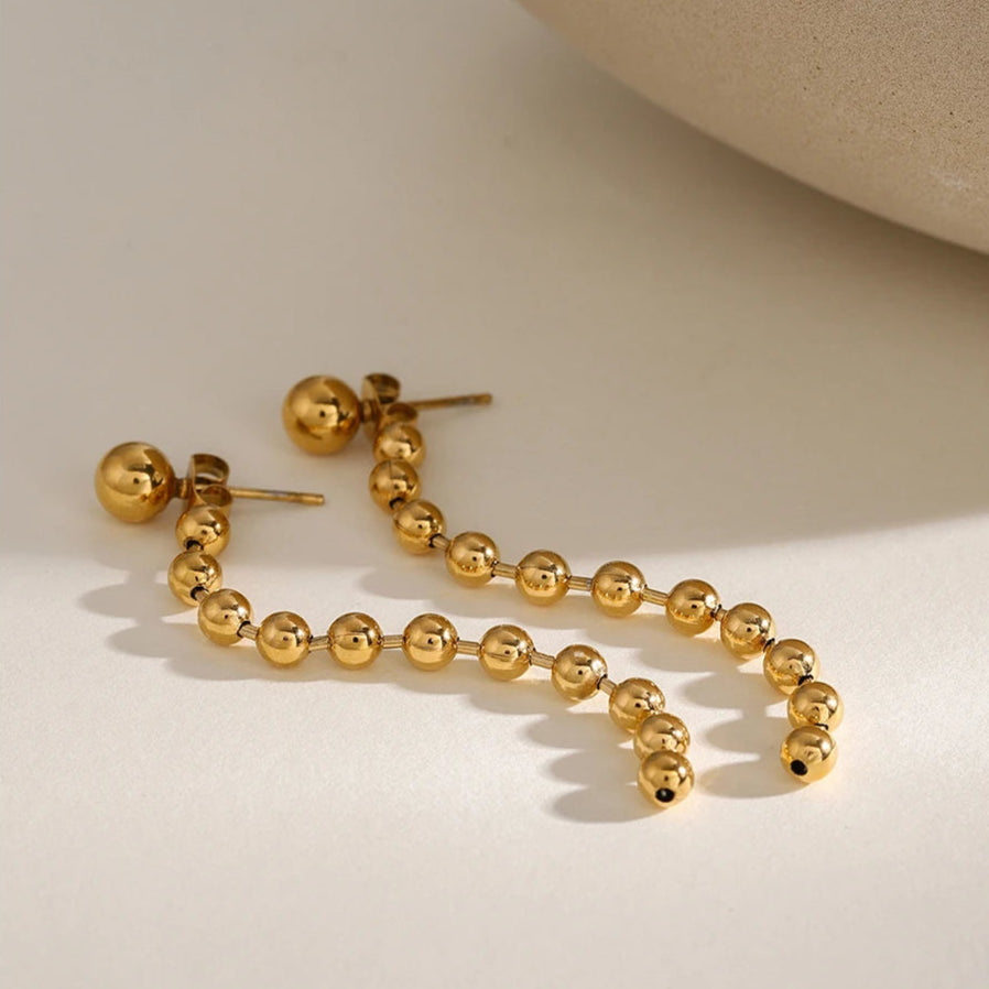 Brinco Fio Longo Pérolas Douradas