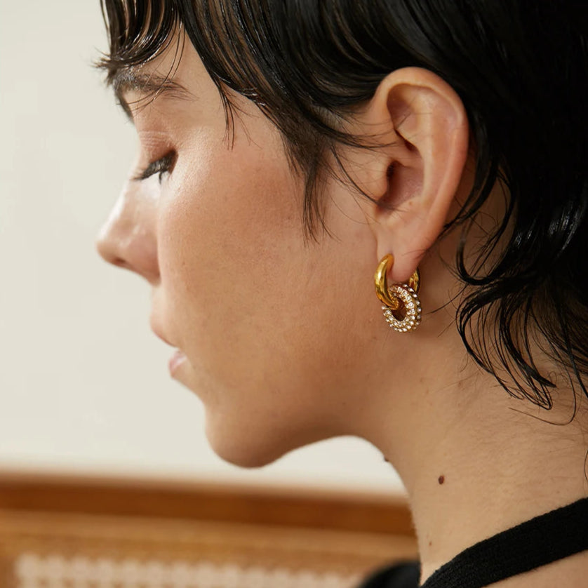 Brinco Argola Delicada Dupla com Zircônia