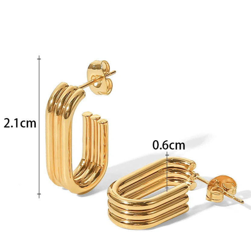 Brinco Argola Quadrada Três Camadas