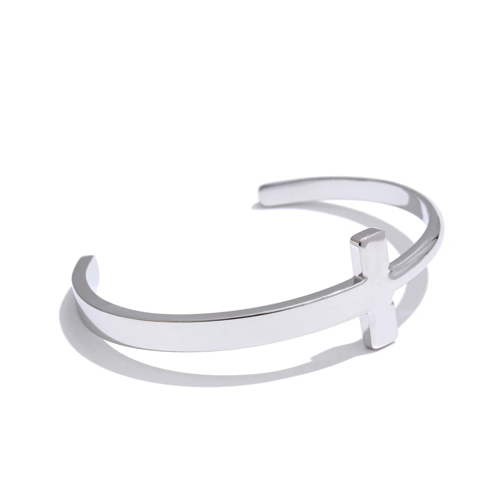 Pulseira Cruz Lisa Banhada a Ouro 18K