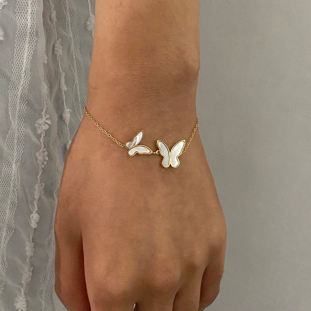 Pulseira Borboleta Duo Resina Branca