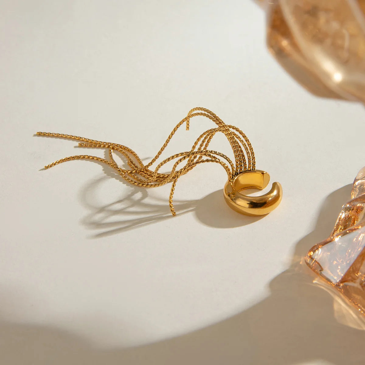 Brinco Piercing Fake Argola Franja Assimétrica