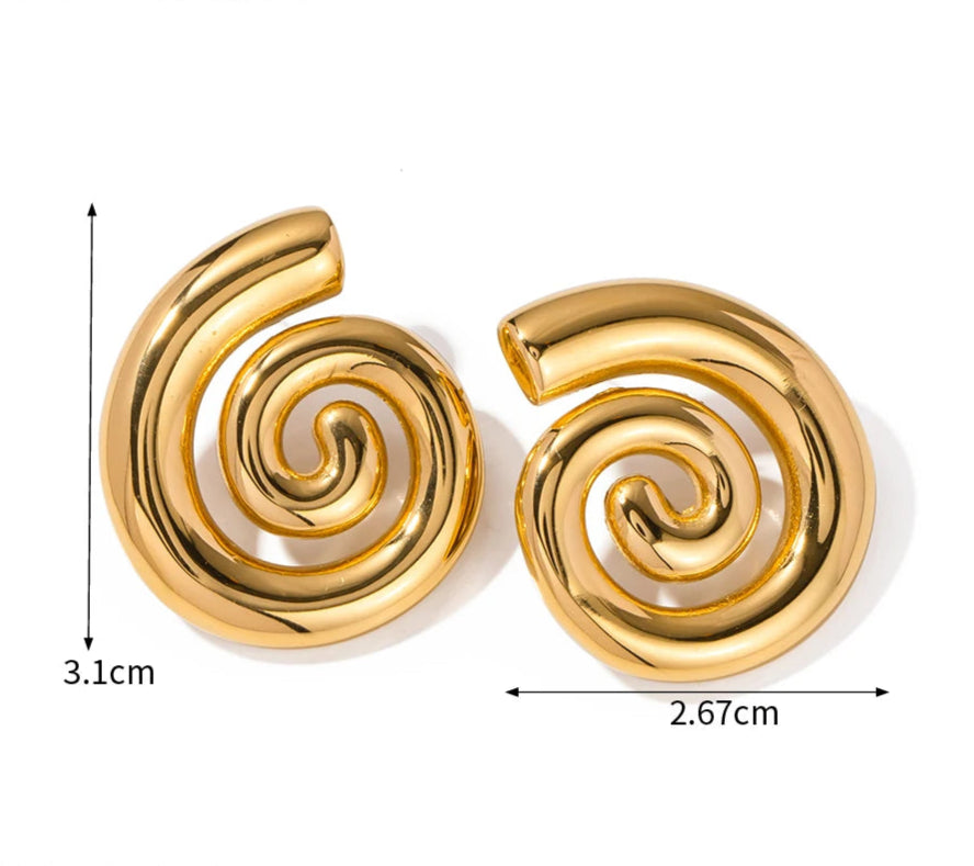 Brinco Espiral Banhado em Ouro 18K