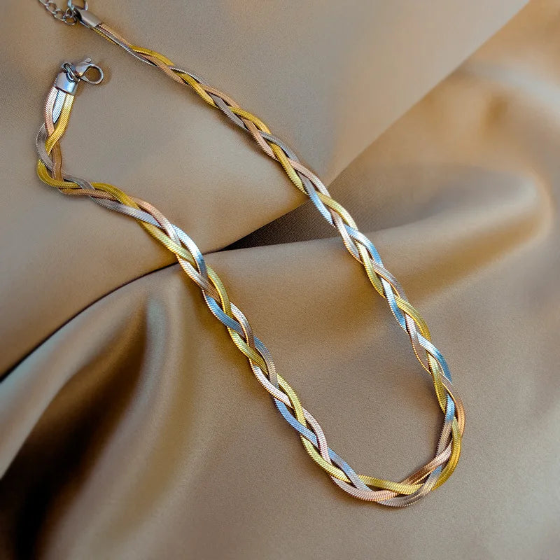 Conjunto Colar e Pulseira Trançado