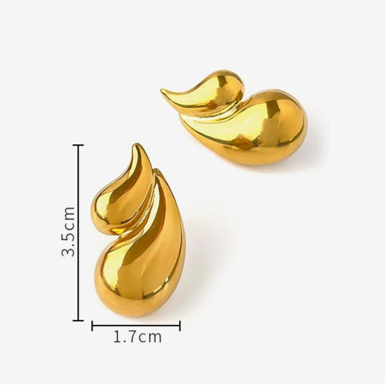 Brinco Gota Vírgula Duo Banhado a Ouro 18K