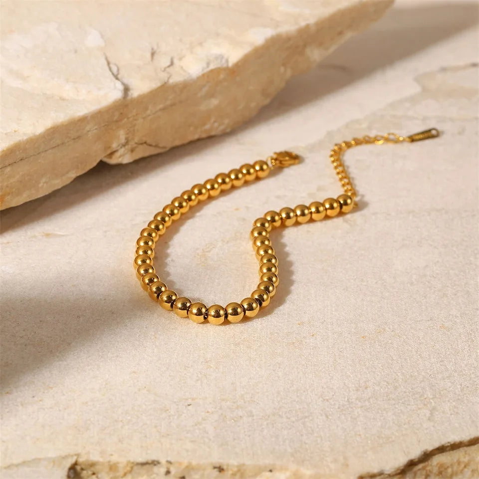 Pulseira Pérolas Douradas Banhada a Ouro 18K