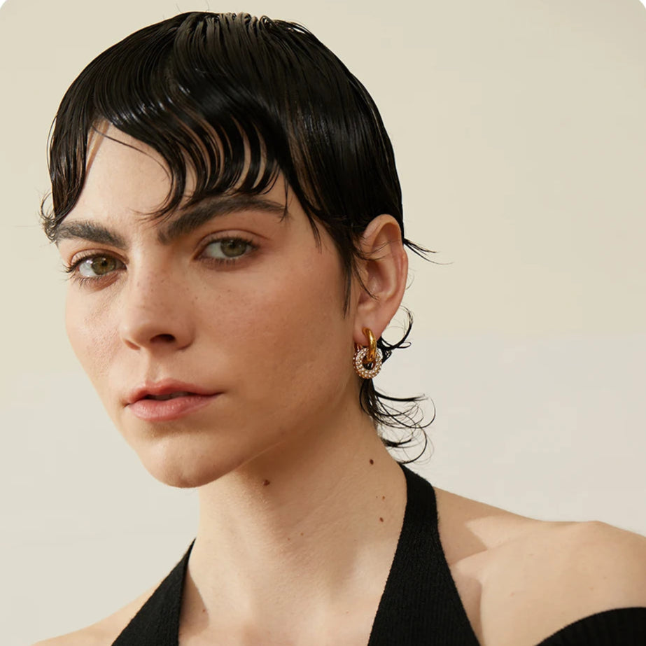 Brinco Argola Delicada Dupla com Zircônia