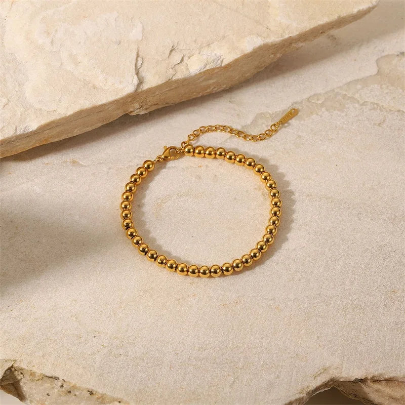 Pulseira Pérolas Douradas Banhada a Ouro 18K