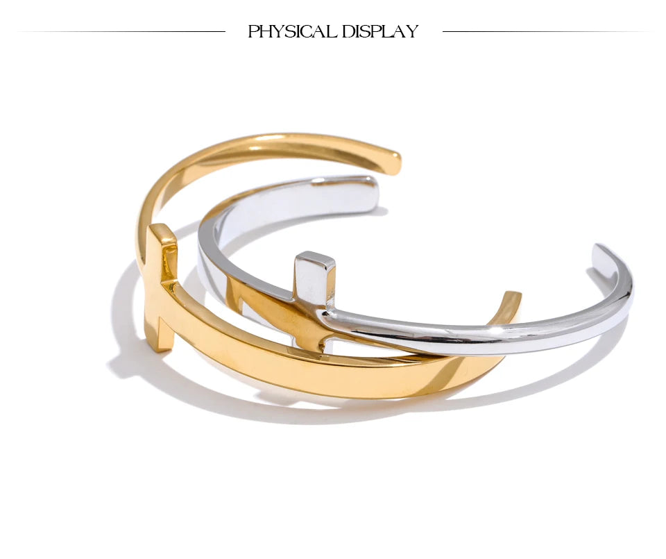 Pulseira Cruz Lisa Banhada a Ouro 18K