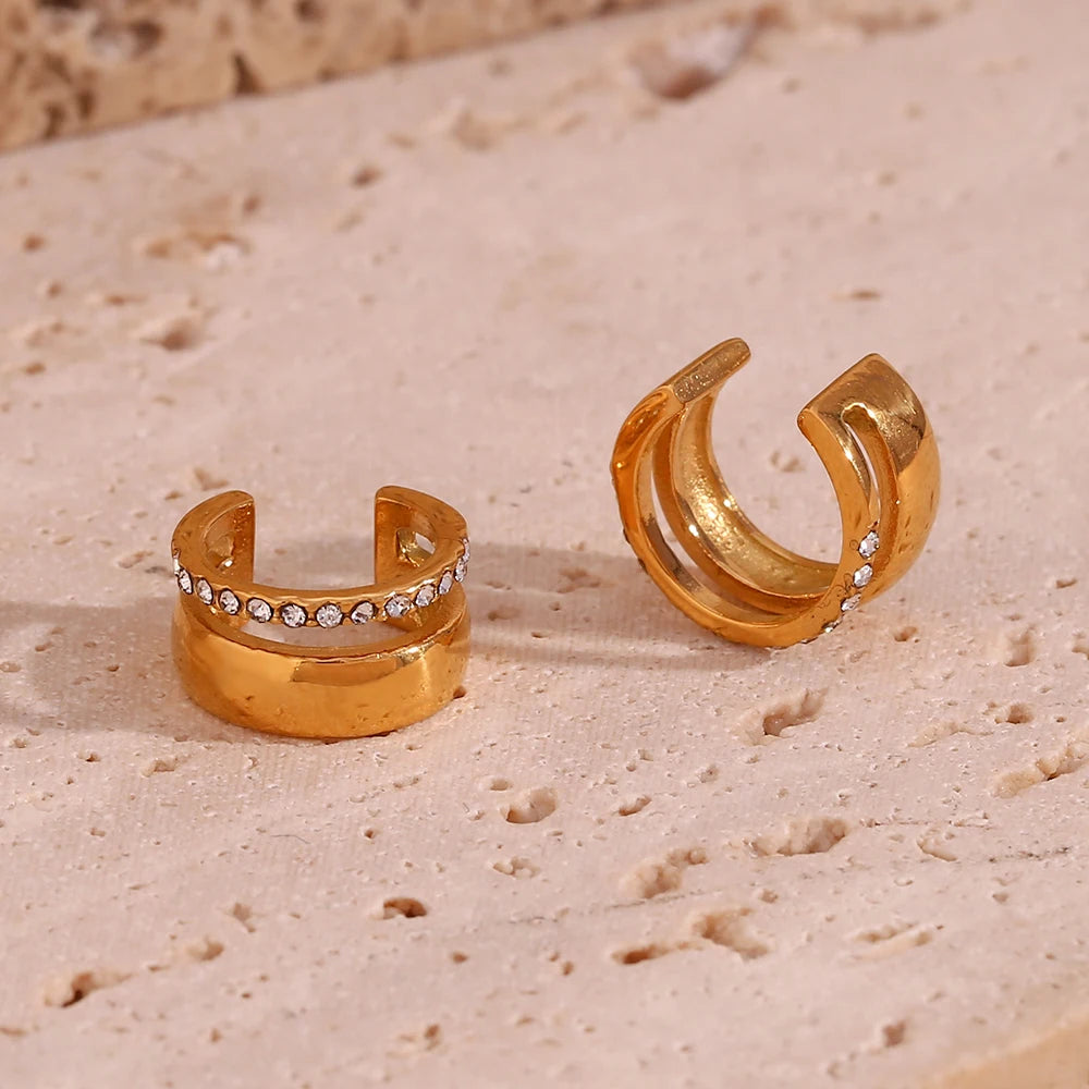 Brinco Piercing Fake Duo Aros Cravejado