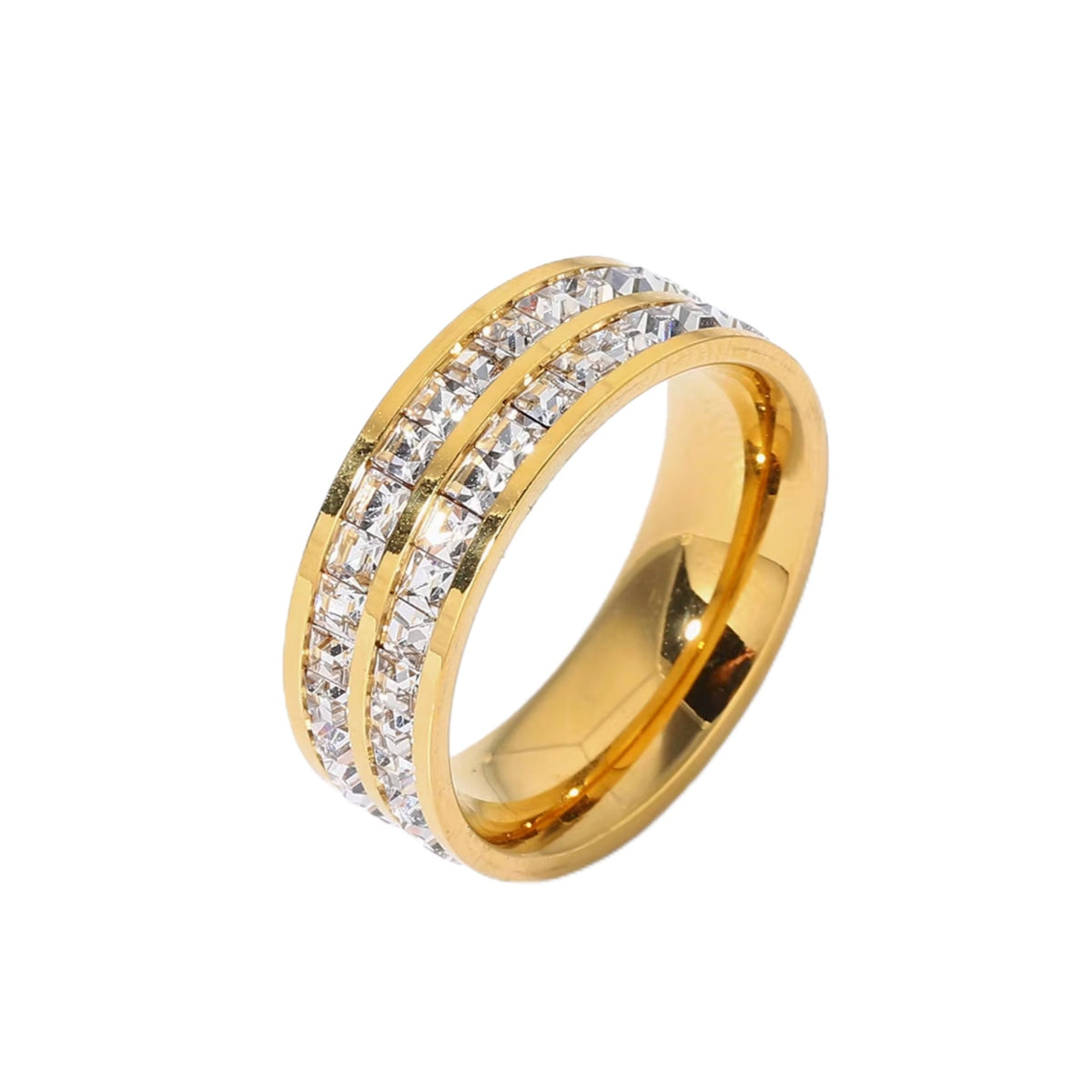 Anel Luxo Cravejado Duo Zircônia