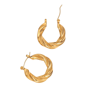 Brinco Argola Torcida Banhado a Ouro 18K