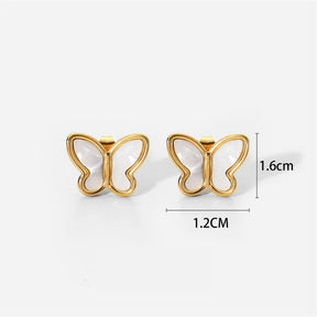 Brinco Borboleta Banhado em Ouro 18K Resina Branco