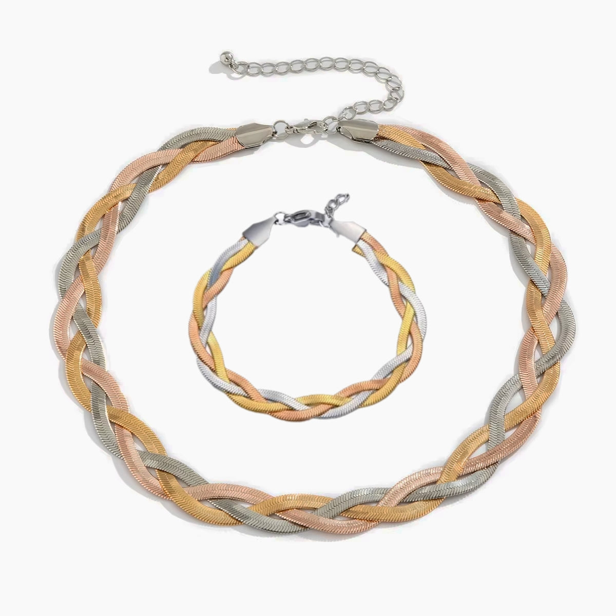 Conjunto Colar e Pulseira Trançado