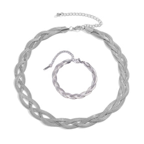 Conjunto Colar e Pulseira Trançado