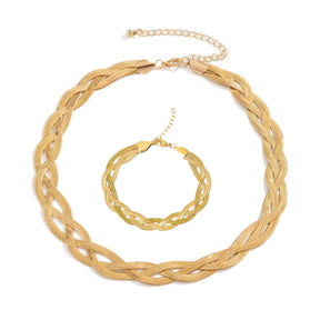 Conjunto Colar e Pulseira Trançado