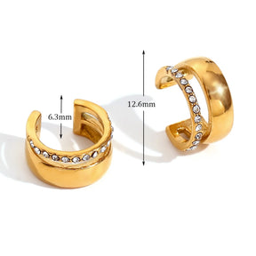 Brinco Piercing Fake Duo Aros Cravejado