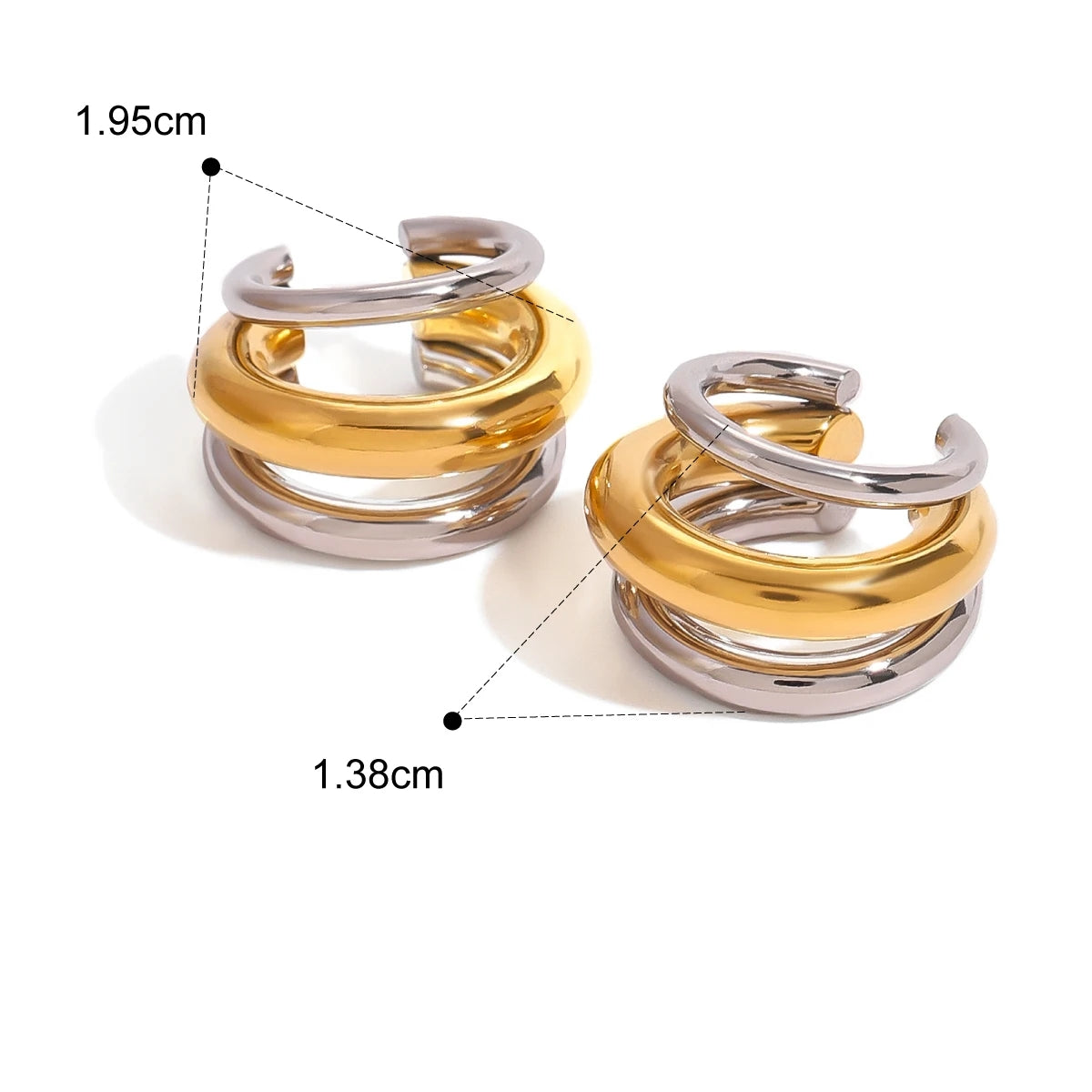 Brinco Piercing Fake Argola Tripla Bicolor