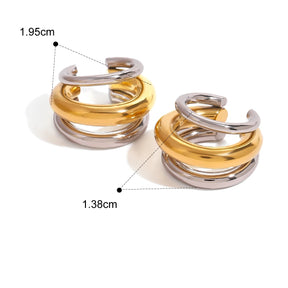 Brinco Piercing Fake Argola Tripla Bicolor