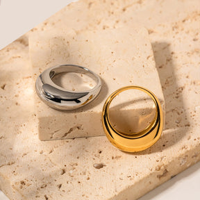 Anel Oval Banhado a Ouro 18K