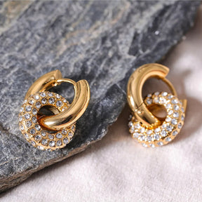 Brinco Argola Delicada Dupla com Zircônia