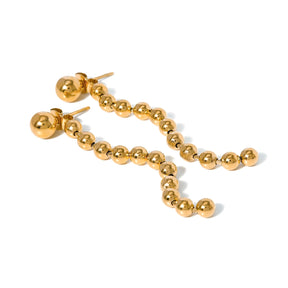 Brinco Fio Longo Pérolas Douradas