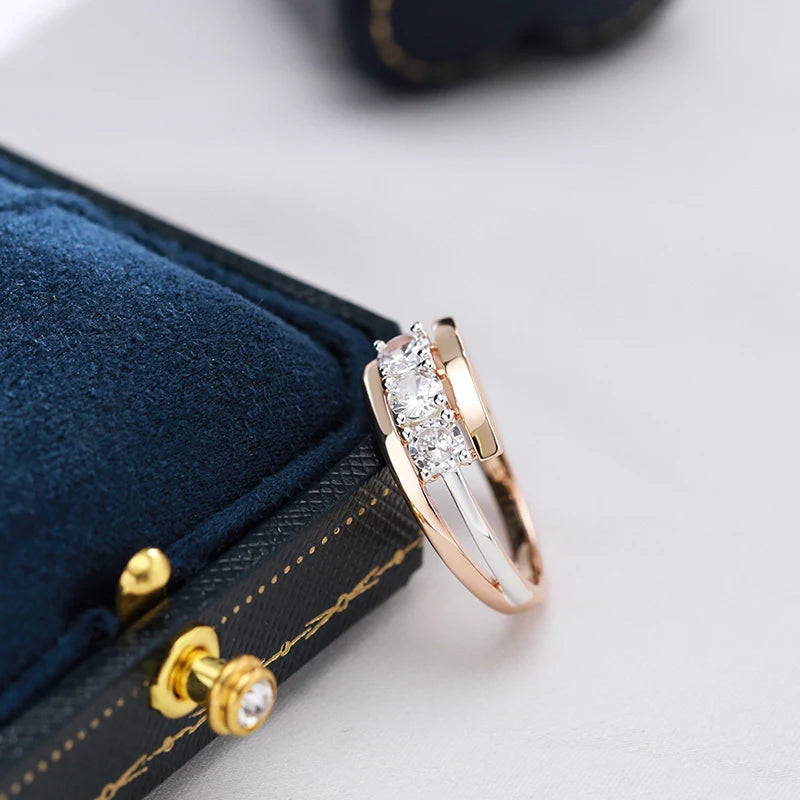 Anel Três Marias Zircônia Rose Gold