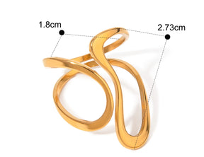 Anel Curvas Ajustável Minimalista Banhado a Ouro 18K