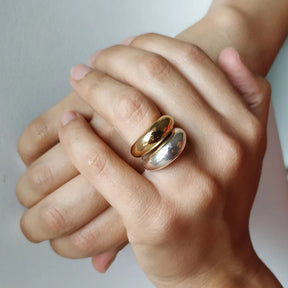 Anel Oval Banhado a Ouro 18K