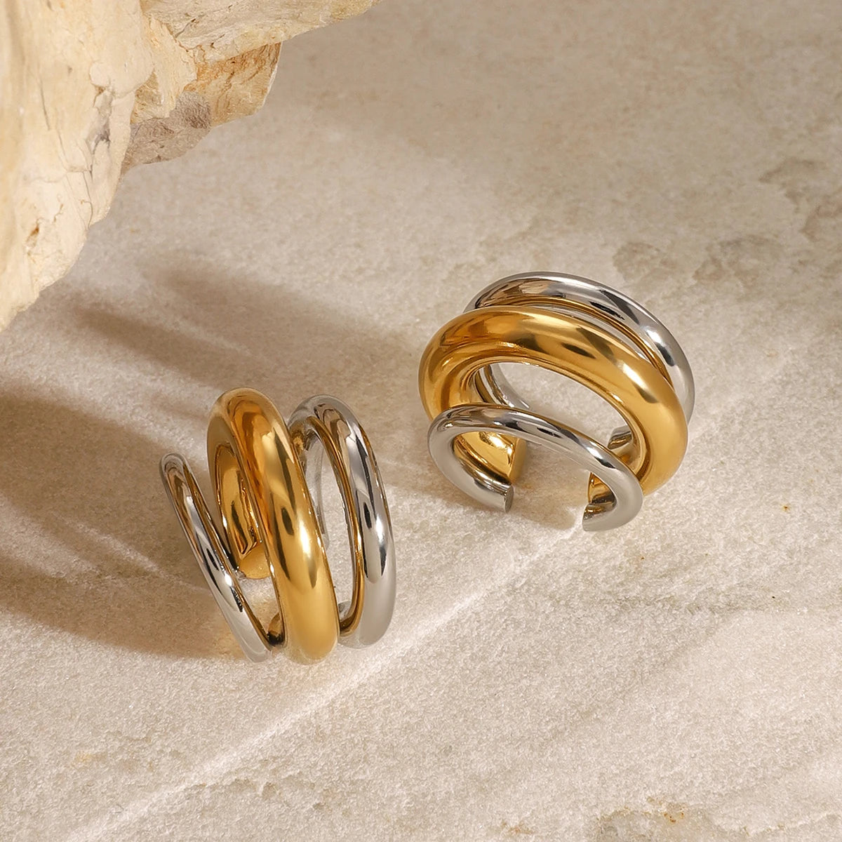 Brinco Piercing Fake Argola Tripla Bicolor