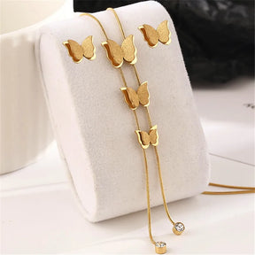 Conjunto Colar Gravatinha e Brinco Borboleta