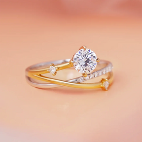 Anel Aliança Solitária Pedra Moissanite Banhado a Ouro 18K