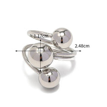 Anel Bolas Assimétricas Ajustável Banhado a Ouro 18K