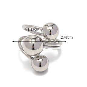 Anel Bolas Assimétricas Ajustável Banhado a Ouro 18K