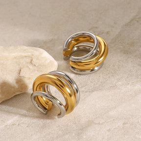 Brinco Piercing Fake Argola Tripla Bicolor