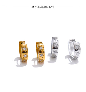 Brinco Argola Delicada Estrelas em Zircônia