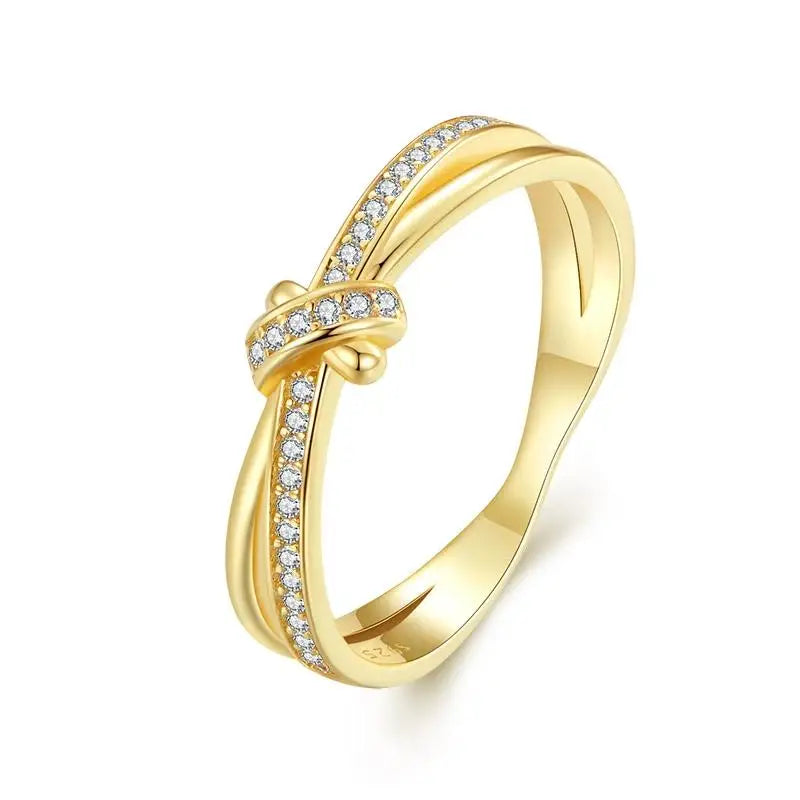Anel Entrelaçado Nó Banhado a Ouro 18K
