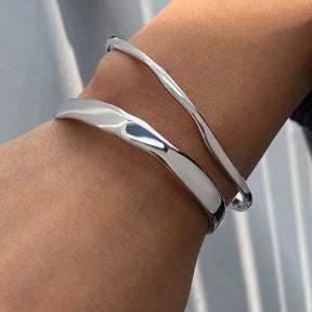Pulseira Duo Ondas assimétricas Banho Ouro 18K