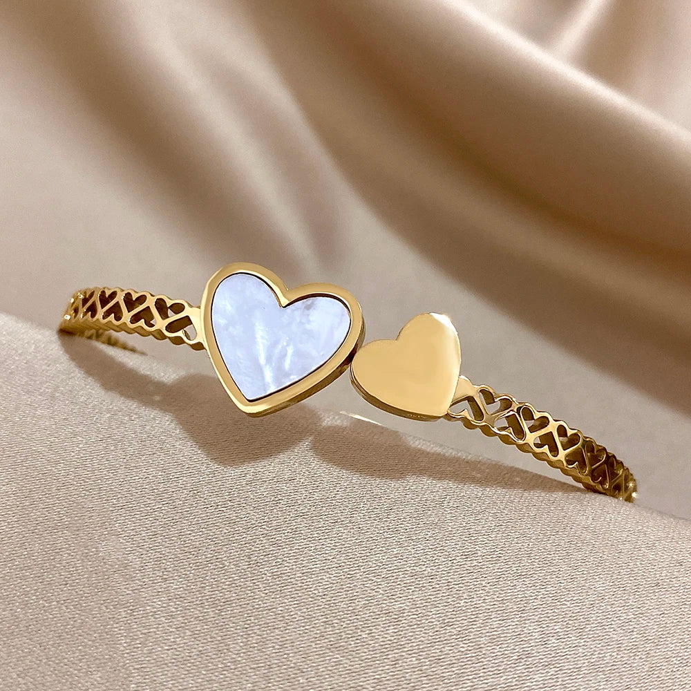 Pulseira Coração Duplo Resina Branca