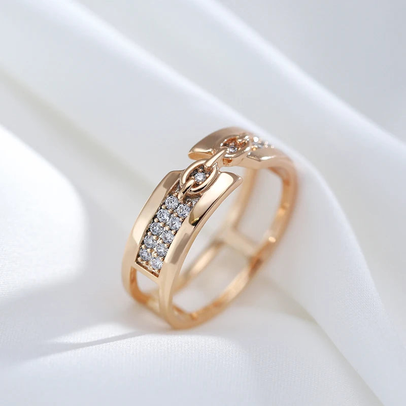 Anel Corrente Cravejado Rose Gold